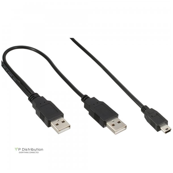 InLine USB Mini-Y Cable 2x male Type A to Mini-B male 5 Pin 1.0m