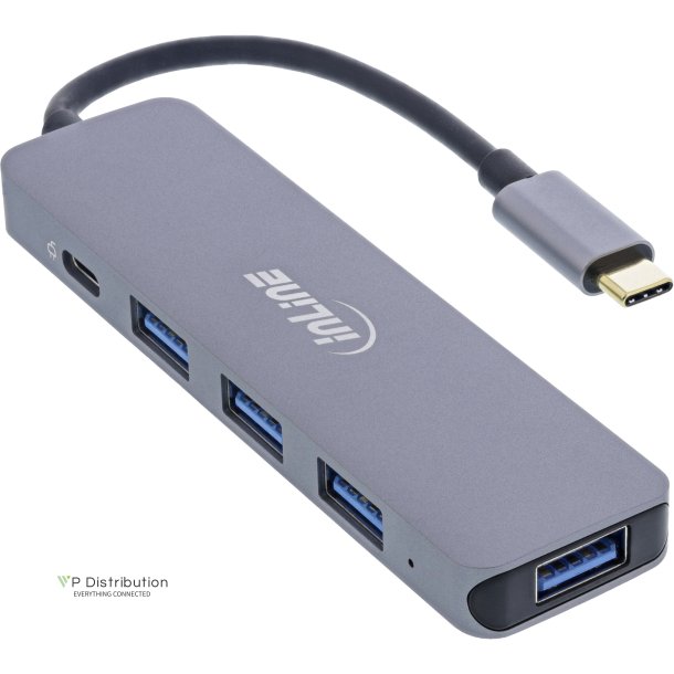 InLine&reg; USB 3.2 USB-C Multi Hub (4x USB-A 5Gb/s + USB-C (Data/PD 87W)
