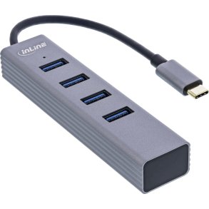 InLine® USB-C 3.2 Multi Hub (4x USB-A 5Gb/s), OTG, aluminium housing