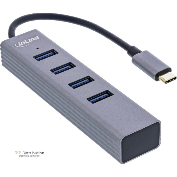 InLine&reg; USB-C 3.2 Multi Hub (4x USB-A 5Gb/s), OTG, aluminium housing