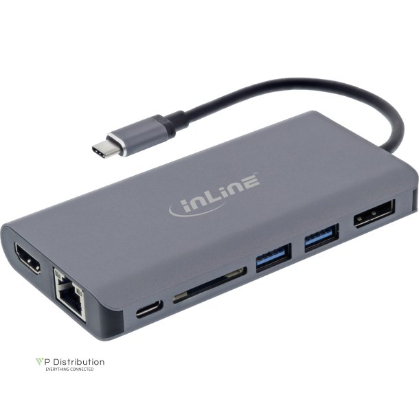 InLine&reg; 7-in-1 USB Typ-C Dockingstation, HDMI, DisplayPort, USB 3.2, SD Cardreader, PD 3.0 100W, MST