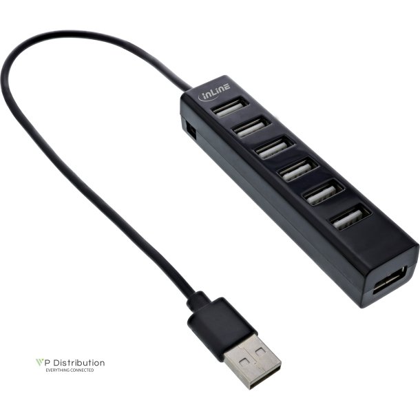 InLine USB 2.0 7 Port Hub, Type-A male to 7x Type-A female, black