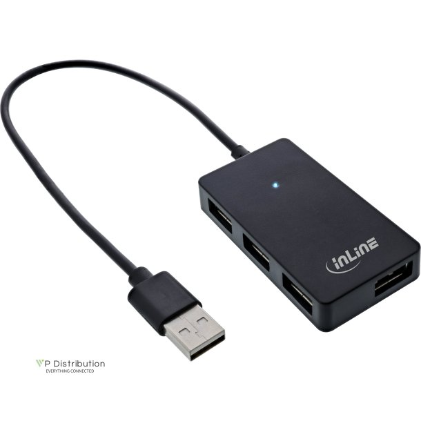 InLine USB 2.0 4-Port Hub, Type-A male to 4x Type-A female, black, 30cm