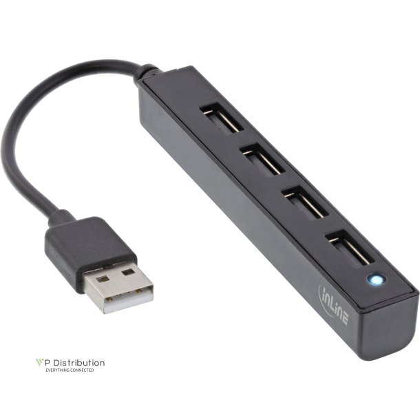 InLine&reg; USB 2.0 4-Port Hub, USB-A male to 4x USB-A female, cable 15cm