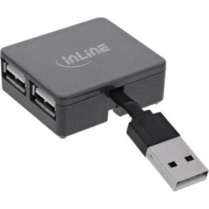 InLine® USB 2.0 4-Port Hub, USB-A male to 4x USB-A female, cable 4cm