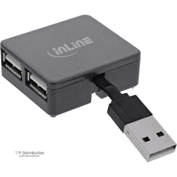 InLine&reg; USB 2.0 4-Port Hub, USB-A male to 4x USB-A female, cable 4cm
