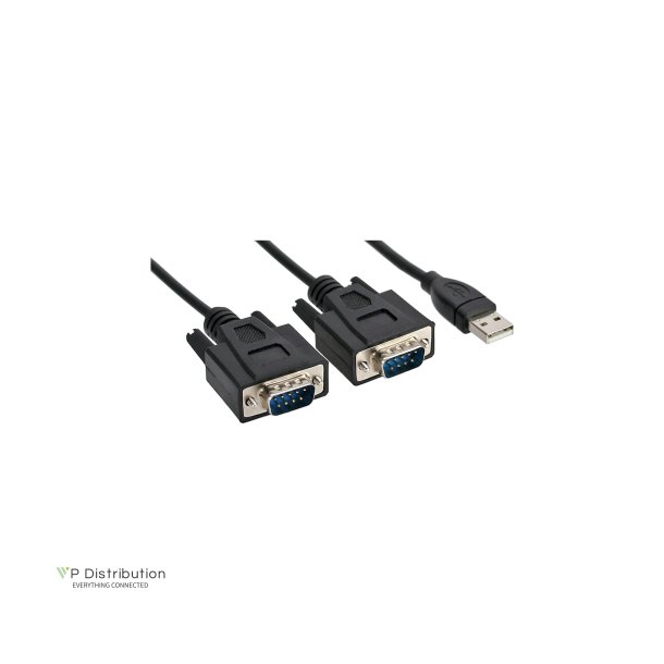 InLine USB 2.0 to 2x Serial Adapter Cable USB Type A to 2x 9 Pin Sub-D male 1.5m