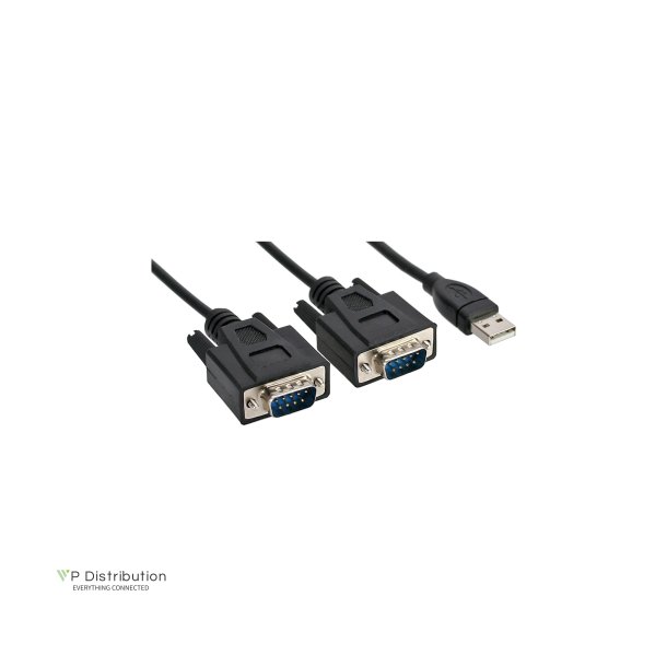 InLine&reg; USB 2.0 to 2x Serial Adapter Cable USB Type A to 2x 9 Pin Sub-D male 1.5m