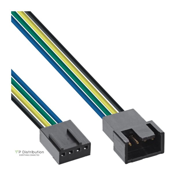 InLine&reg; Fan Cable Extension 4pin Molex male/female 0,30m