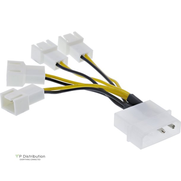 InLine&reg; Power Adapter Cable Molex to 4x Fan Connector