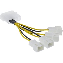 InLine Power Adapter Cable Molex to 4x Fan Connector