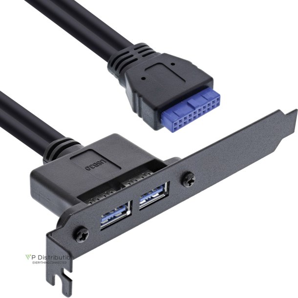 InLine&reg; Slot Bracket 2x USB 3.0 A female to internal mainboard plug 0.5m