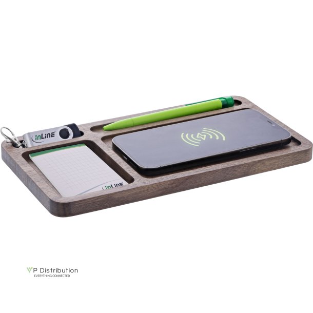 InLine&reg; WoodCharge - Organizer with integrated Qi charging surface
