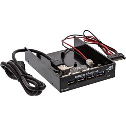 InLine&reg; 4 Port USB 3.0 Front Panel Hub for 3.5" Floppy Slot black
