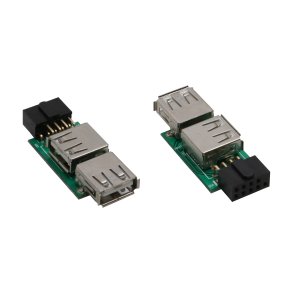 InLine® USB 2.0 Adapter internal 2x USB A female to Mainboard Header