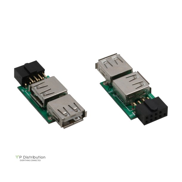 InLine&reg; USB 2.0 Adapter internal 2x USB A female to Mainboard Header