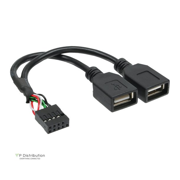 InLine&reg; USB 2.0 Adapter Cable internal 2x USB A female to mainboard header