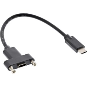 InLine&reg; USB 3.2 Gen.2 C male / female with flange cable, black, 0.20m
