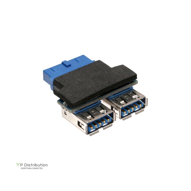 InLine&reg; USB 3.0 Adapter internal 2x USB A female to mainboard header