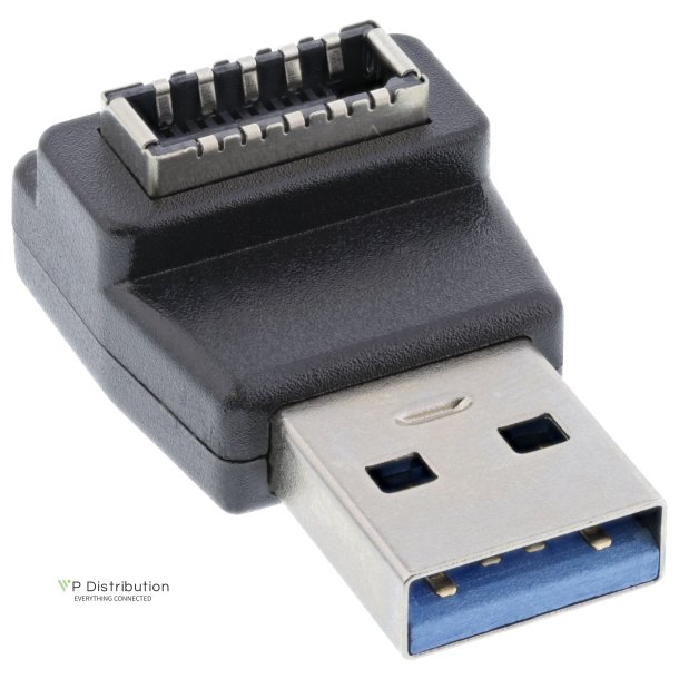 InLine&reg; USB 3.2 adapter, USB-A male to internal USB-E front panel socket