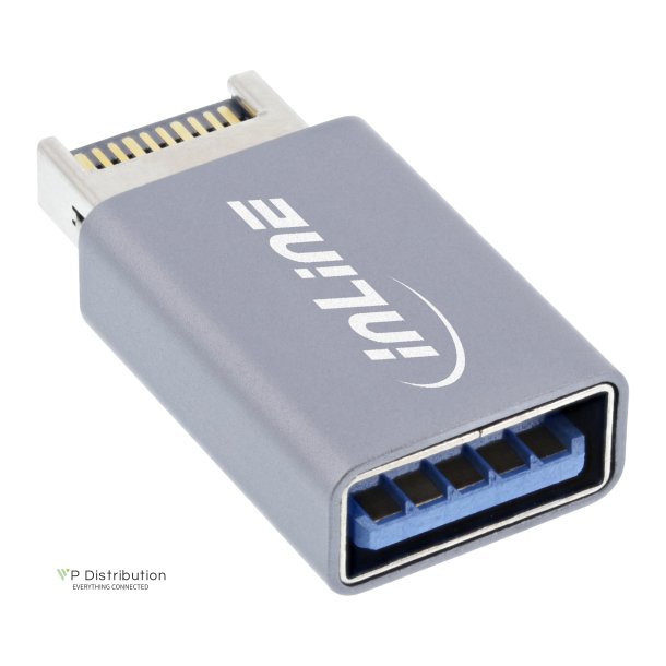 InLine&reg; USB 3.2 adapter, internal USB-E front panel male to USB-A female