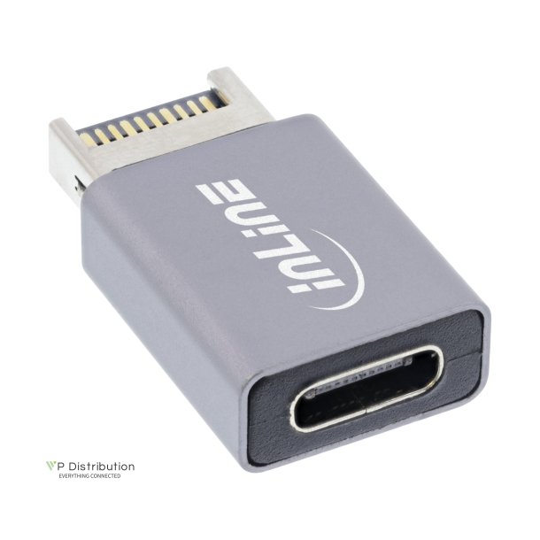 InLine&reg; USB 3.2 adapter, internal USB-E front panel male to USB-C female