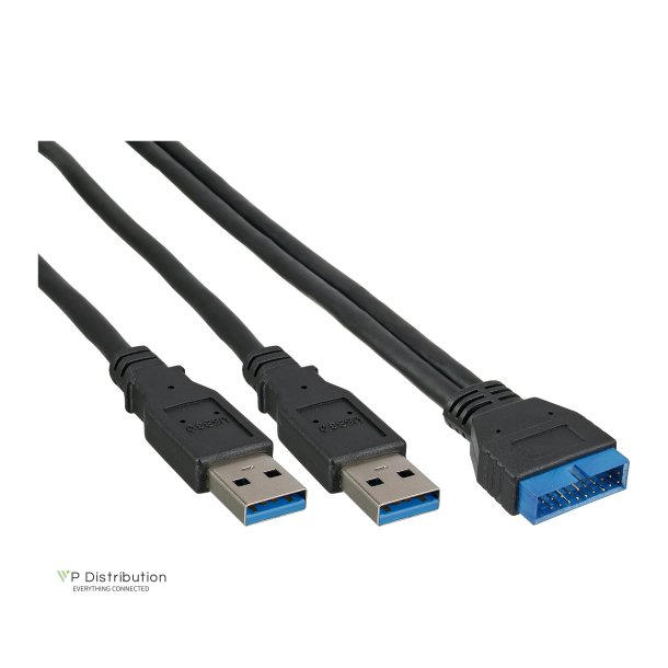 InLine&reg; USB 3.0 Premium Adapter Cable 2x USB A male to mainboard header 0.4m