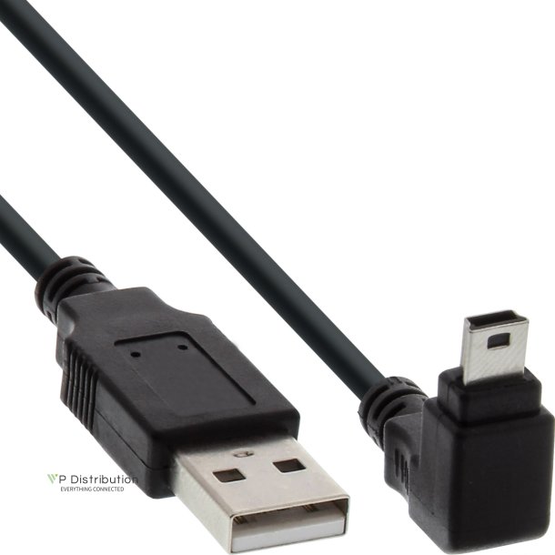 InLine USB Type A male to Mini-USB male 5 Pin down angled 90 black 0.3m