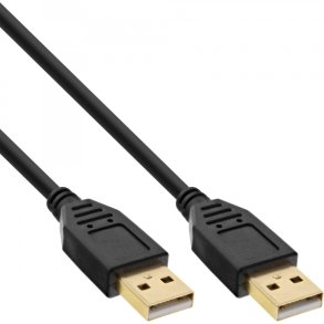 InLine USB 2.0 cable, AM/AM, black, gold plated contacts, 1m