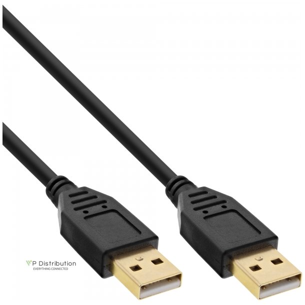 InLine USB 2.0 cable, AM/AM, black, gold plated contacts, 1m