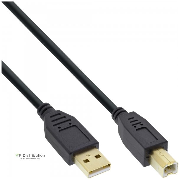 InLine USB 2.0 Cable Type A male to B female plated Type A male to B male black 0.3m