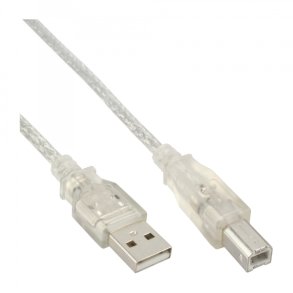 InLine USB 2.0 Cable Type A male to B male transparent 1m