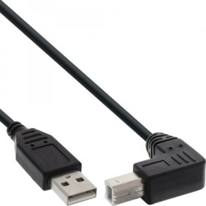 InLine USB 2.0 Cable down angled Type A male to B male black 1m