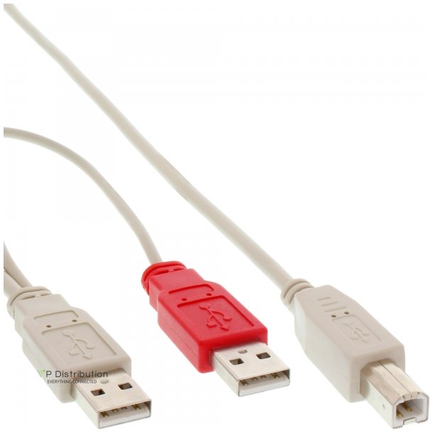 InLine USB 2.0 Y-Cable 2x USB A male to 1x USB B male 1m