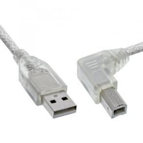 InLine USB 2.0 Cable right angled Type A male to B male transparent 1m