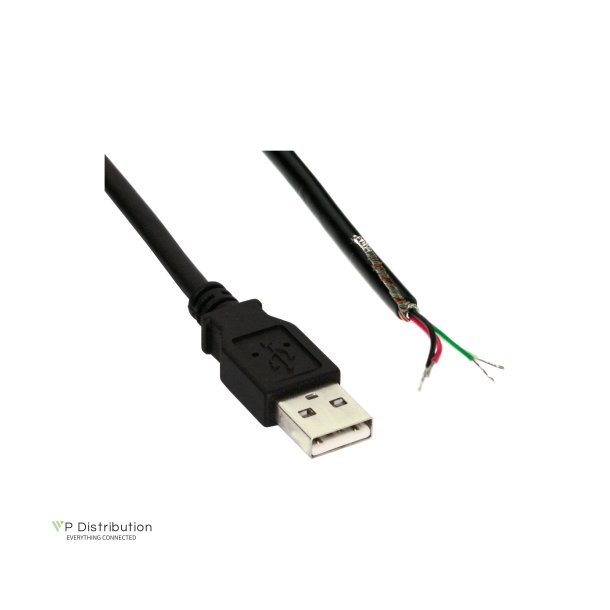 InLine&reg; USB 2.0 Cable Type A male / open end, black, 2m
