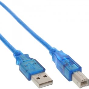 InLine USB 2.0 Cable Type A to B blue transparent 3m