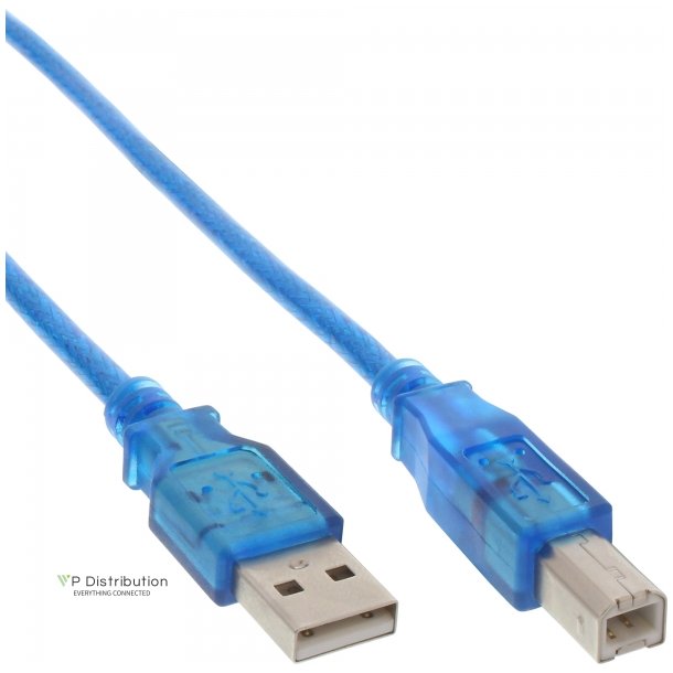 InLine USB 2.0 Cable Type A to B blue transparent 3m