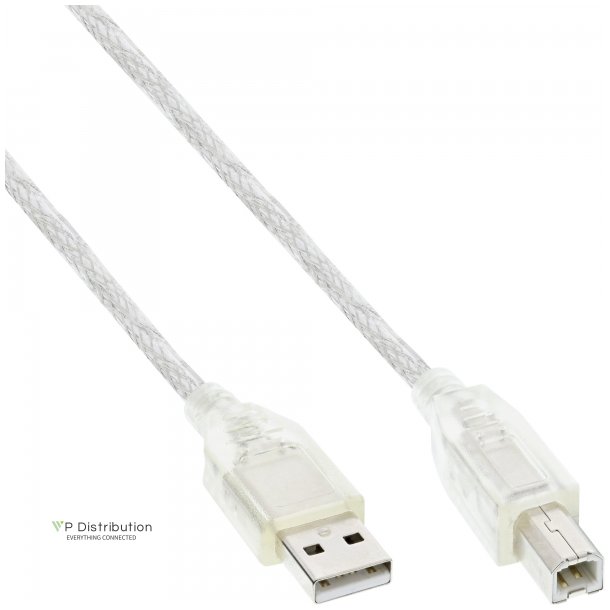 InLine USB 2.0 Cable Type A to B male transparent 10m