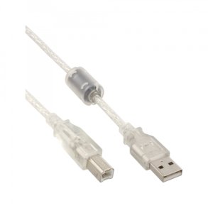 InLine USB 2.0 Cable A to B male with ferrite choke 5m