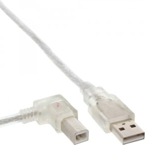 InLine USB 2.0 Cable left angled Type A male to B male transparent 5m