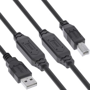 InLine&reg; USB 2.0 active cable, USB-A male to USB-B male, 20m