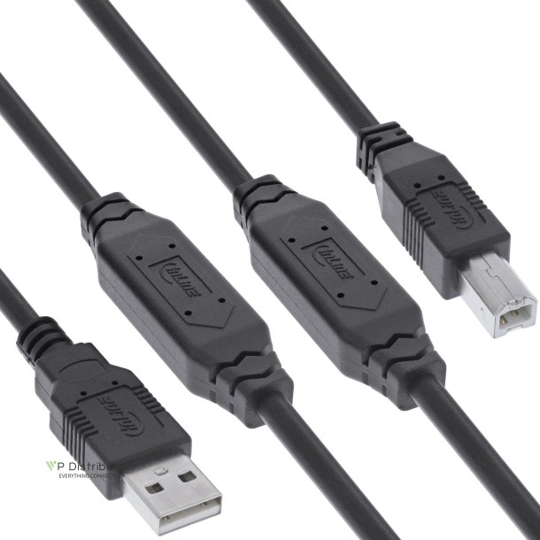 InLine&reg; USB 2.0 active cable, USB-A male to USB-B male, 25m