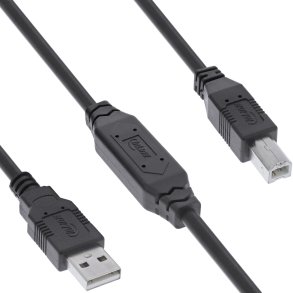 InLine&reg; USB 2.0 active cable, USB-A male to USB-B male, 15m
