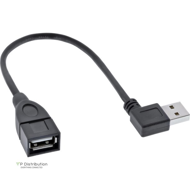 InLine&reg; USB 2.0 Smart Cable angled + reversible Type A male to female black 0.2m