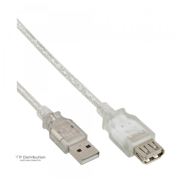 InLine USB 2.0 Extension Cable Transparent Type A male to female 3m