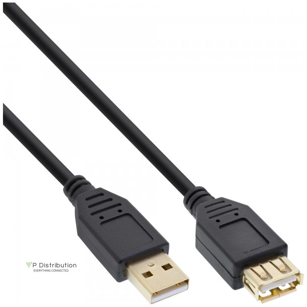 InLine USB 2.0 Extension Cable Type A male to A female gold plated black 3m