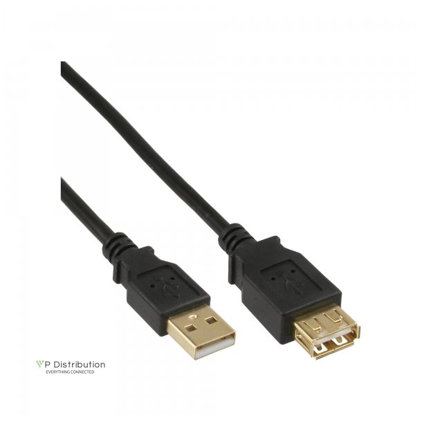 InLine USB 2.0 Extension Cable Type A male to A female gold plated black 5m