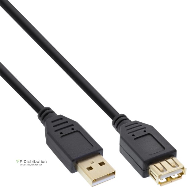 InLine USB 2.0 Extension Cable Type A male to A female gold plated black 1.5m