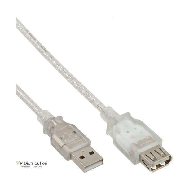 InLine USB 2.0 Extension Cable Transparent Type A male to female 1.8m